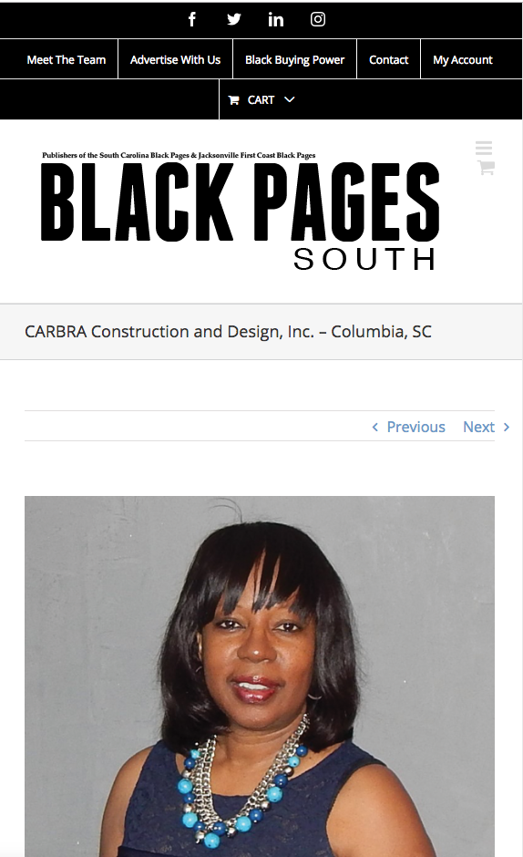 CARBRA mention in the Black Pages South Website